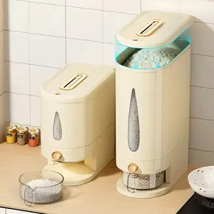 11/22lb Large Capacity insect-proof airtight Rice Dispenser Organiser with Measuring Cups Moisture Resistant Plastic, Airtight Grain dustproof Storage Container with Transparent Window for Soybeans,Corn,cereals, dog food,suitable for kitchen and food