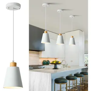 Mini Pendant Light Fixtures White  Pendant Lighting for Kitchen  7.87in Cone Modern Ceiling Hanging Lights Hollow Shade Nordic  Light for Counter, Bar, Hallway