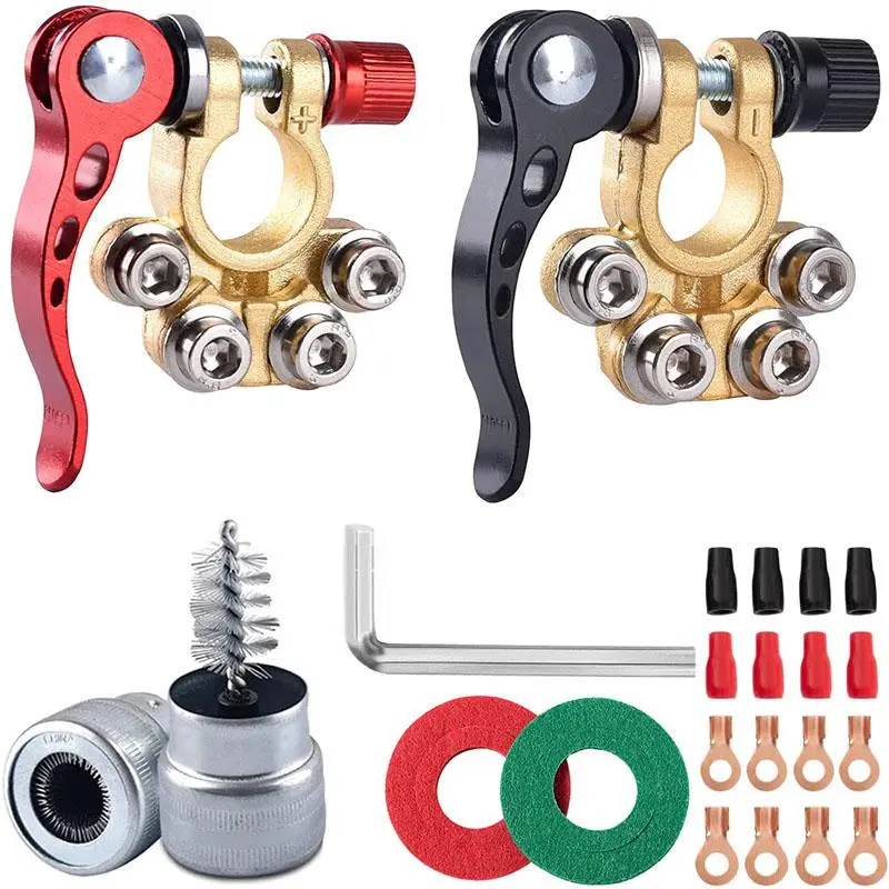 Battery Terminal Connector, Quick Disconnect Release Positive and Negative Terminal Connector, Top Post Clamp for Marine Battery Cable Ends