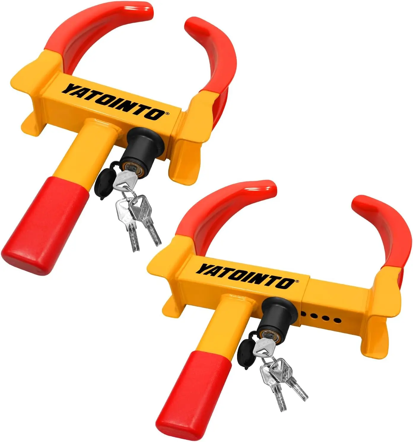 2-Pack Heavy-Duty Alloy Steel Vehicle Safety Wheel Lock, Adjustable Anti-Theft Tire Lock (Max 11.4in) for Trailer, SUV, RV with 6 Alike Keys