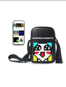 Roworld Programmable DIY LED Display Crossbody Small Phone Size Smart Bag, Black