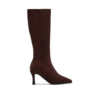 Zama Knee High Heel Boots - Brown Suede