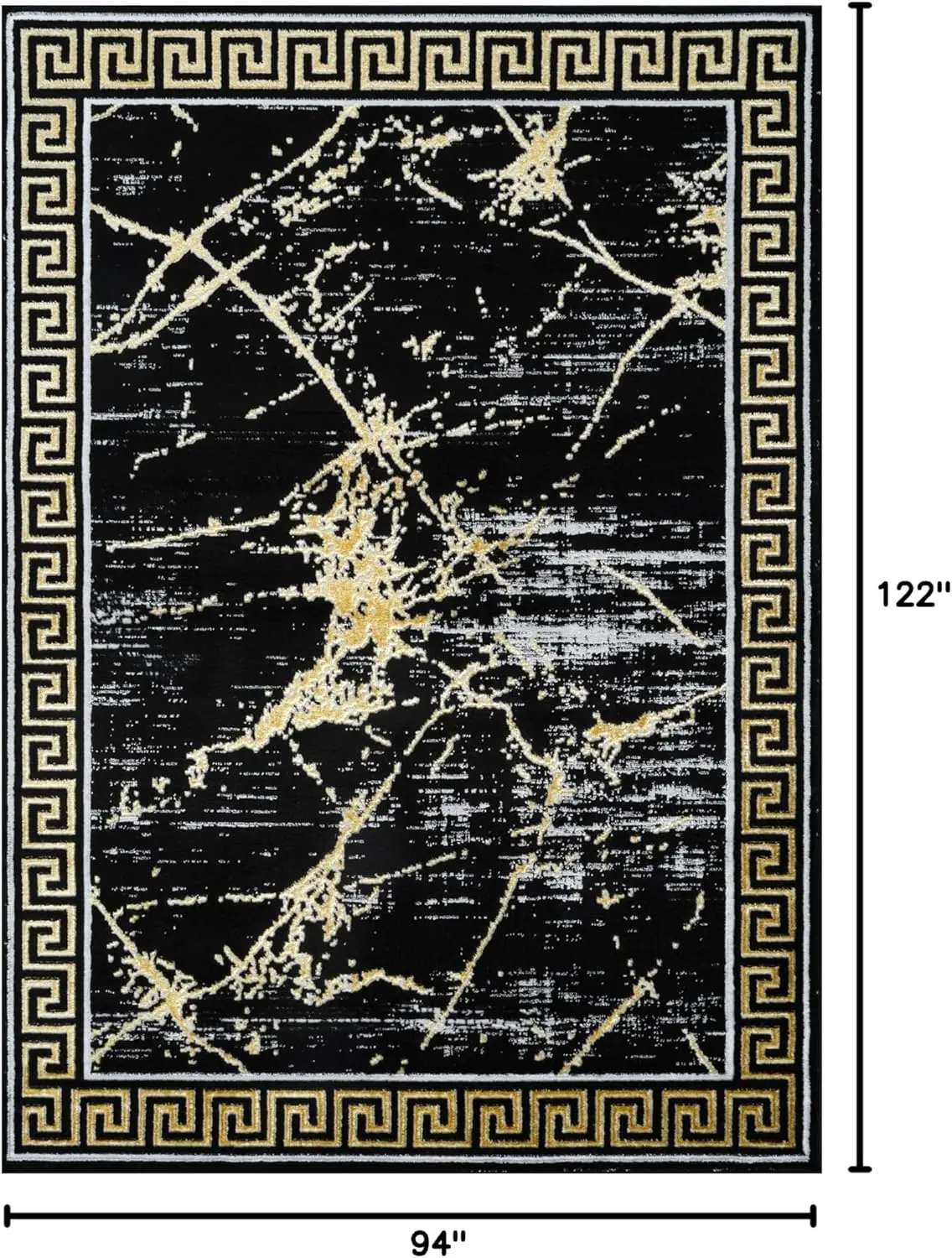 GLORY RUGS Area Rugs Marble 8x10 Black Gold Carpet Modern Abstract Rug Living Room Dining Bedroom Rug