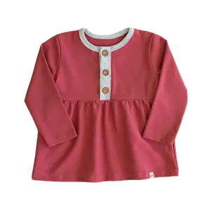 Rhubarb Long Sleeve Button Peplum