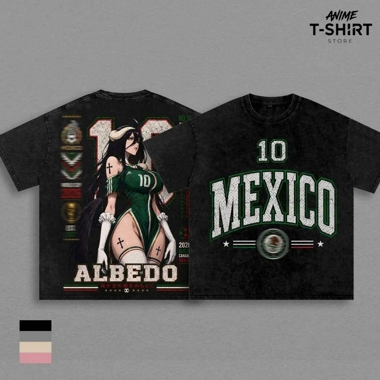 Mexico World Football Tour 2026 X Albedo Overlord Anime Shirt, Vintage Washed Soccer Graphic Tee, Football Fan Apparel, Heavyweight Streetwear Gift B14 NFX 1C4 TN6