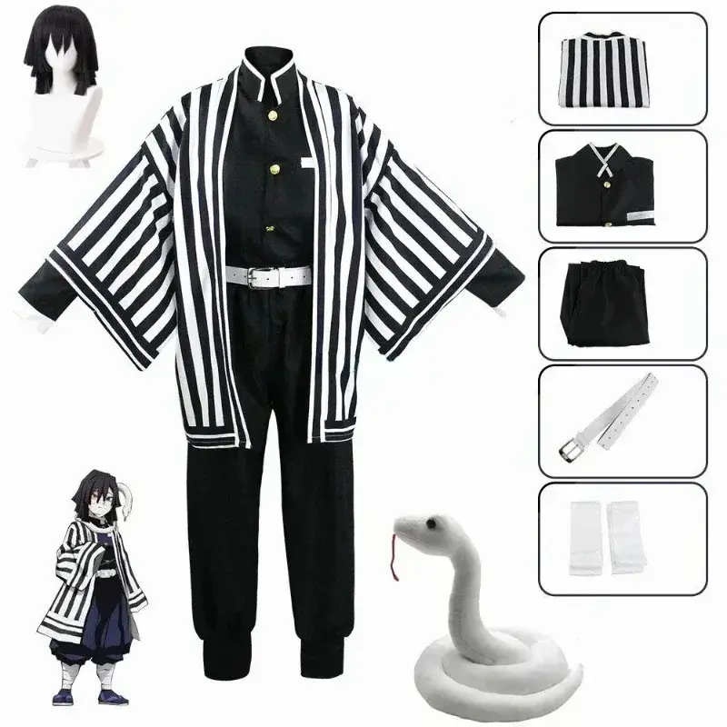 Anime Kimetsu No Yaiba Iguro Obanai Kimono Uniform Anime Wig Cosplay Costume Halloween Party