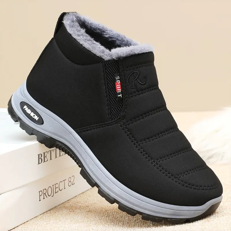 Women's Winter Warm Walking Shoes, Fleece Lined Thickened Snow Boots, Comfortable Casual Footwear for Cold Weather, Casual Outdoor Boot, Rubber, Waterproof Ankle Boots, Trudge Boots