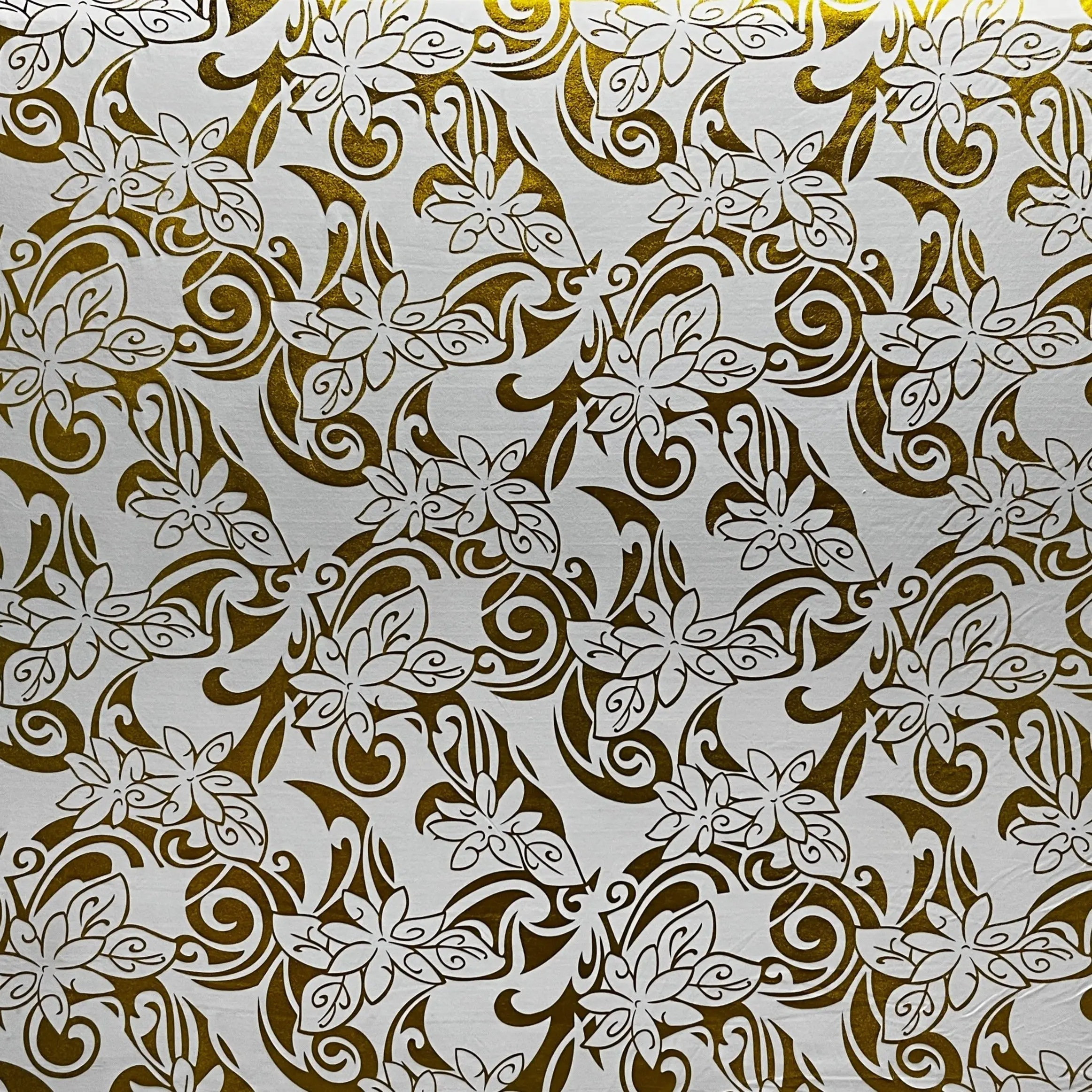 Red/Gold Tiare Swirls Polyester Foil Fabric - 36x60 in 1 Size (36in x 60in), Foil Texture Elegant Comfy Fabric for Islands-Inspired Sewing, Soft Furnishings, Home Textile Material