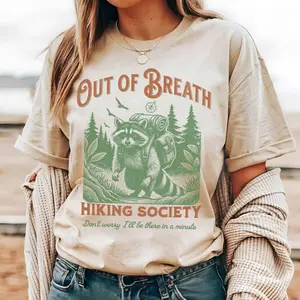 Out of Breath Hiking Society Tshirt, Racoon Shirt, Trash Panda Shirt, Hiking T-shirt, Nature Shirt, retro shirt, Y2K Tops Womenswear Summer