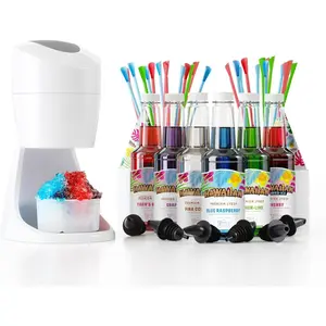 S900A   Machine with 6 Flavor Snow Cone Syrup Kit, Also Includes Paper Cups, Spoon Straws, and Bottle Pourers for Easy Dispensing
