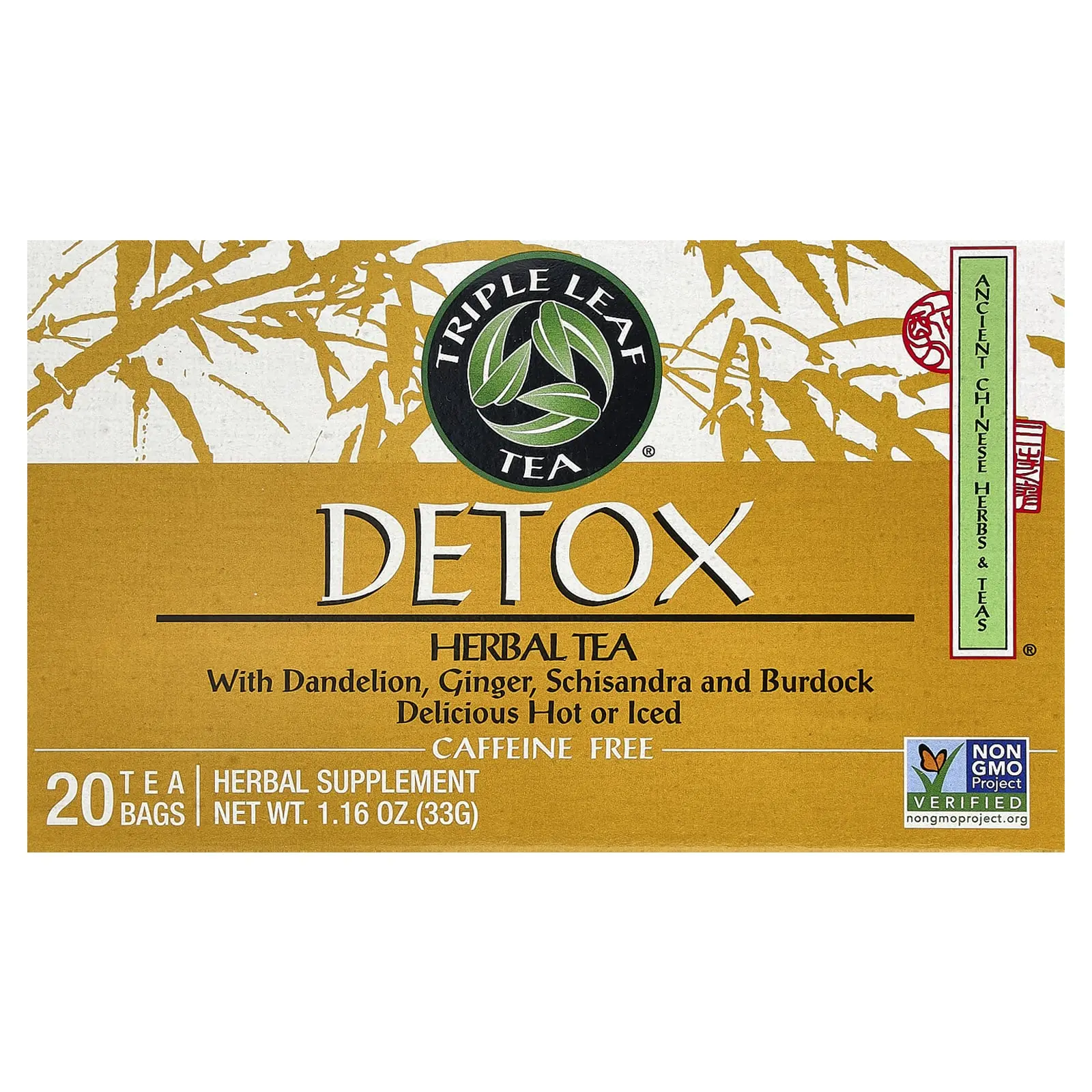 Triple Leaf Tea Detox, Herbal Tea, Caffeine Free, 20 Tea Bags, 1.16 oz (33 g)