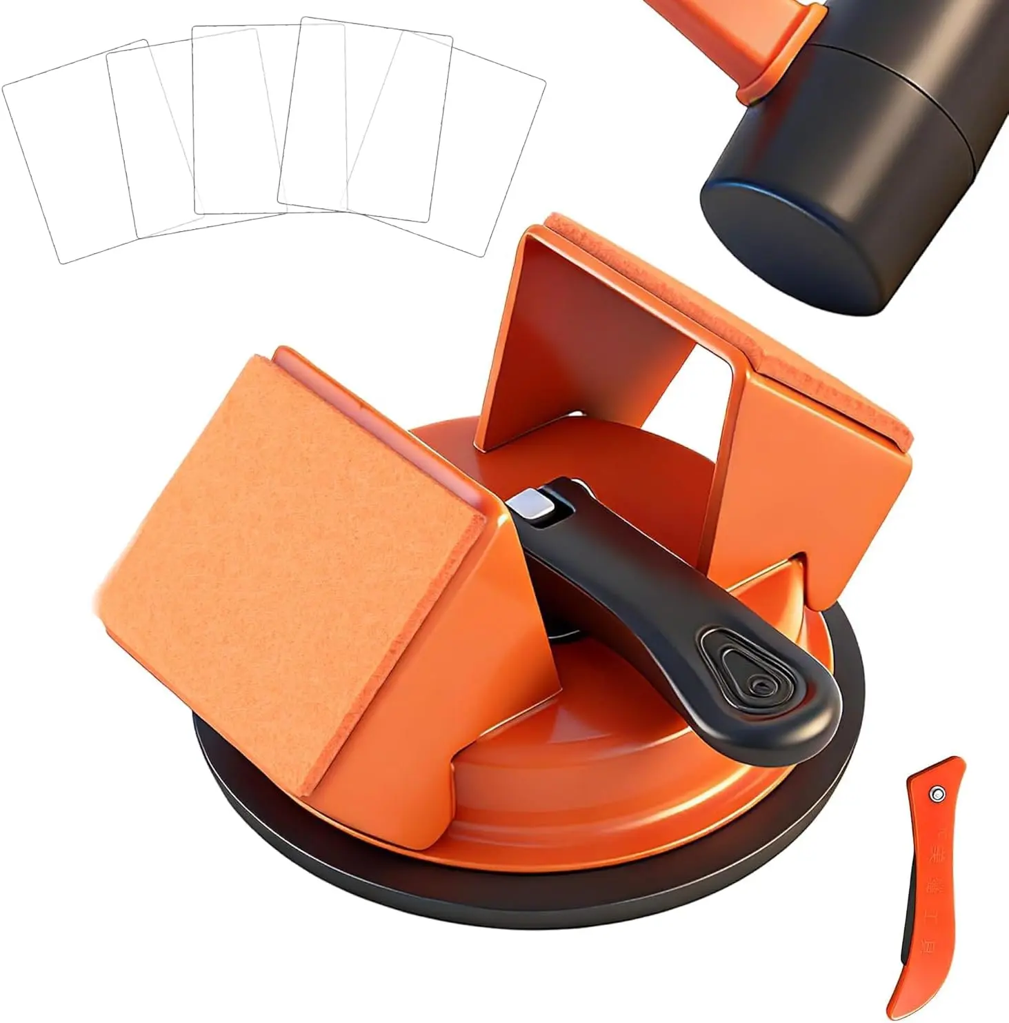 Heavy-Duty Floor Gap Fixer Pulling Tool Kit, Suction Cup Installation Puller with Rubber Mallet & Sticky Pads for Laminate, Vinyl Plank (LVP/LVT) Surfaces