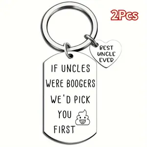 2Pcs Stainless Steel Best Uncle Ever Keychain - Personalized Niece/Nephew Gift for Uncle, Engraved Fathers Day, Birthday, Christmas Keepsake - Unforgettable Show of Appreciation