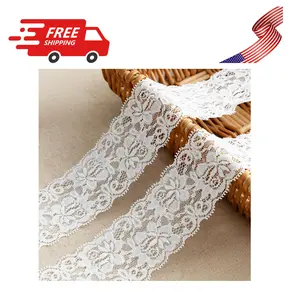 Lace Trim Ribbon, 5-Yard White Lace Ribbon, 2.36 Inch
