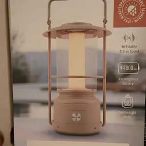 MVMT LED Lantern Speaker with 4000mAh Rechargeable Battery Hi-Fidelity Stereo Sound & Candle-Light Mode Weatherproof Aluminum