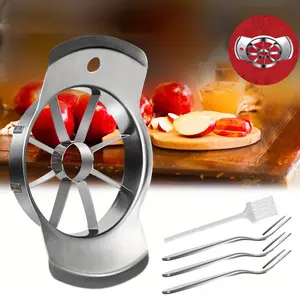 1pc Stainless Steel Apple Slicer and Corer with 3 fruit forks and a cleaning brush- Easy-Grip, Manual Fruit Cutter with Uniform Blades, Ergonomic Handle, Ideal for Valentine'S Day, Easter, Women'S Day, Thanksgiving, Ramadan Gifts