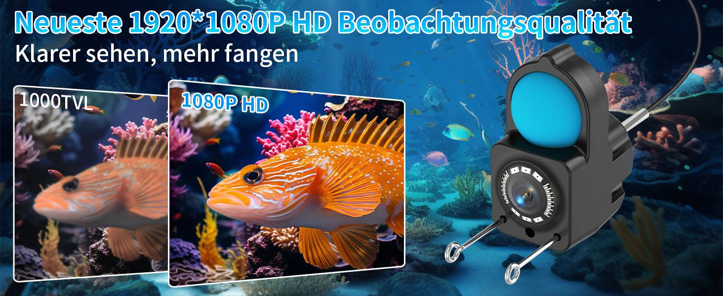 Underwater Fishing Camera 1080P HD, Portable Fish Finder with 4.3" LCD Display & Infrared Night Vision, IP68 Waterproof 30M, 5000mAh Battery, for Ice Lake Boat Kayak Fishing