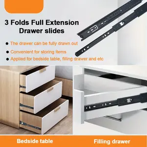 2pcs Full Extension Silent Drawer Slides, Soft Close & Slow Down, Metal, 10/12/14/16 Inch, DIY Cabinet & Dresser Hardware