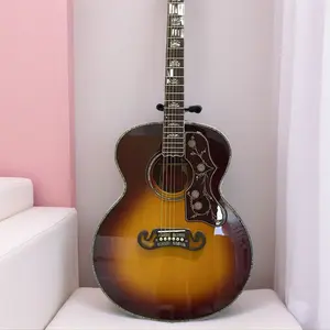 Sunset Gradient Acoustic guitar Jumbo ,Solid spruce Top 6 String Abalone Inlay Fretboard