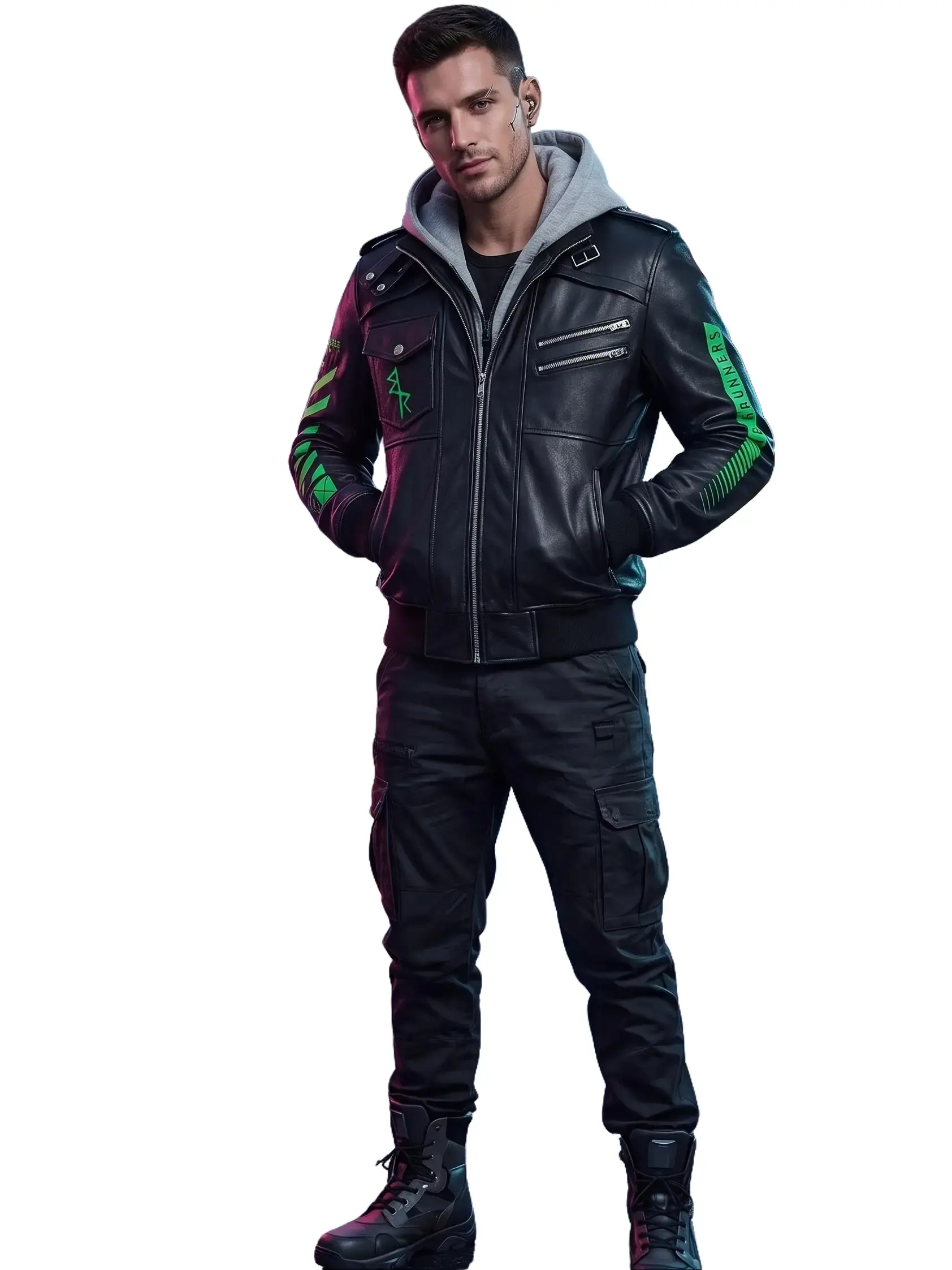 Cyberpunk Edgerunners David Martinez Style Leather Jacket with Hood -  Zipper, Menswear, Cosplay, Anime, Gaming, Best Gift
