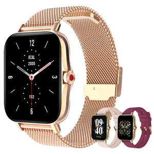 2025 Smart Watch for Women & Men, 1.69" HD Retina Touchscreen, Wireless 5.3, 260mAh Battery, Call & Message Alerts, Music & Camera Control, Sleep Tracker, 120+ Sport Modes, USB Charging, Includes Silver Steel, White & Pink Silicone Bands - Black