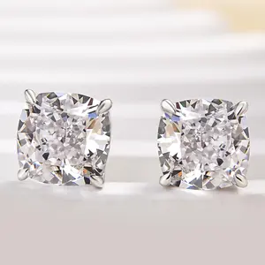Effinny 3.0ct*2pcs Carat Cushion Cut Women's Stud Earrings,5A Grade Cubic Zirconia Earring for Anniversary , Wedding, Proposal Outdoorfun