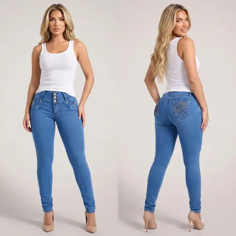 MXJEANS Women Mid Rise Push Up BBL Butt Lifting Skinny Jeans High Stretch Denim Rhinestone Tummy Control Curve Enhancing Comfortable Denim Pants