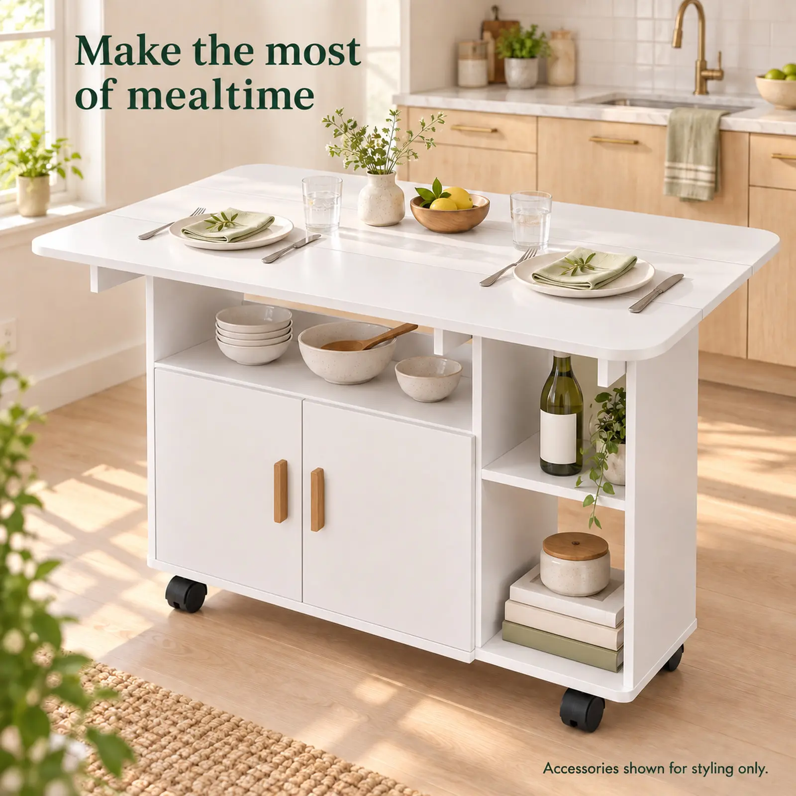 Modern Movable Folding Dining Table for Small Spaces,Rectangle Drop Leaf Dining Table with Wheels Kitchen Table with Drawer for Dining, Living Room,White