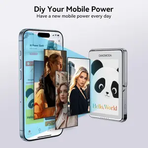 DAKOMODA E-Ink Photo Display Power Bank 5000mAh Magnetic Wireless Fast Charger for iPhone 16/15/14/13/12 Series Personalized Christmas & Halloween Gift Ultra Compact Design Four-color Ink Screen teen girl gifts  anniversary gift  mens gifts Cute Device