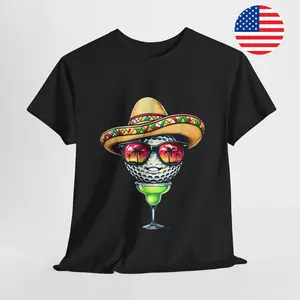 Cinco de Mayo T-shirt Golf Ball With Sombrero Margarita Tropical Golfer Men Women T-shirt