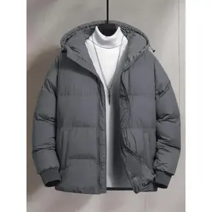Men's Casual Hooded Down Jacket, Warm Winter Coat with Adjustable Hat, Lightweight Durable Outerwear for Cold Weather