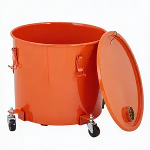 10-Gallon Fryer Oil Bucket with Casters & Filter Bag | High-Temp Cooking Oil Storage Container with Locking Lid & Pour Spout