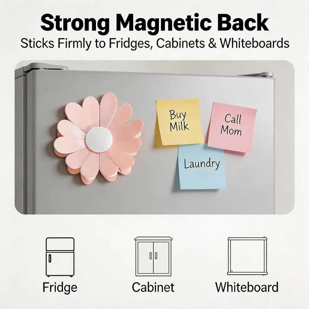 Aesthetic Cherry Blossom Fridge Magnetic Chip Clips| 6 Bag Clips + 1 Magnetic Base| Cute Food Sealing Clips for Snack Bread Pet Food Storage| Fridge Organizer Kitchen Decor Gift