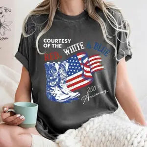 Courtesy of the Red White and Blue Shirt, Patriotic 250th Anniversary USA Tee, 4th of July Freedom T-Shirt, America 1776–2026 Shirt for Men and Women