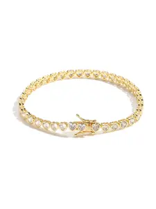 Hip-hop heart-shaped tennis chain bracelet, trendy minimalist couple heart accessory for layered wearing