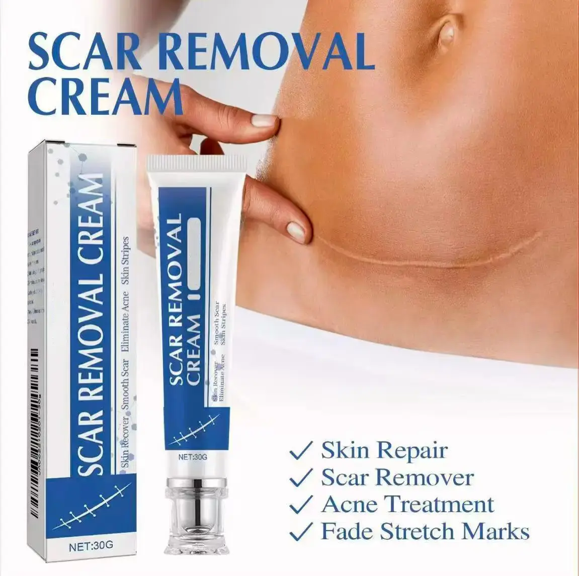 Silicone Skin Repair Gel for Face & Body, Improves Appearance of Acne, Burn and Old Skin Marks, Skin Smoothing Daily Care