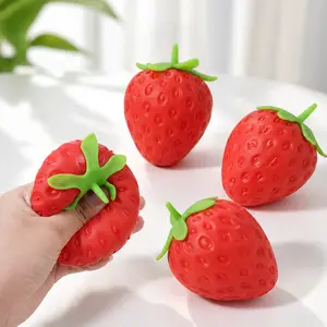 1-Pack Strawberry or Cheese Squishy Toy, Soft Squeeze Desk Fidget Toy, Cute Mini Toy for Home, Office, Party Favor & Small Gift