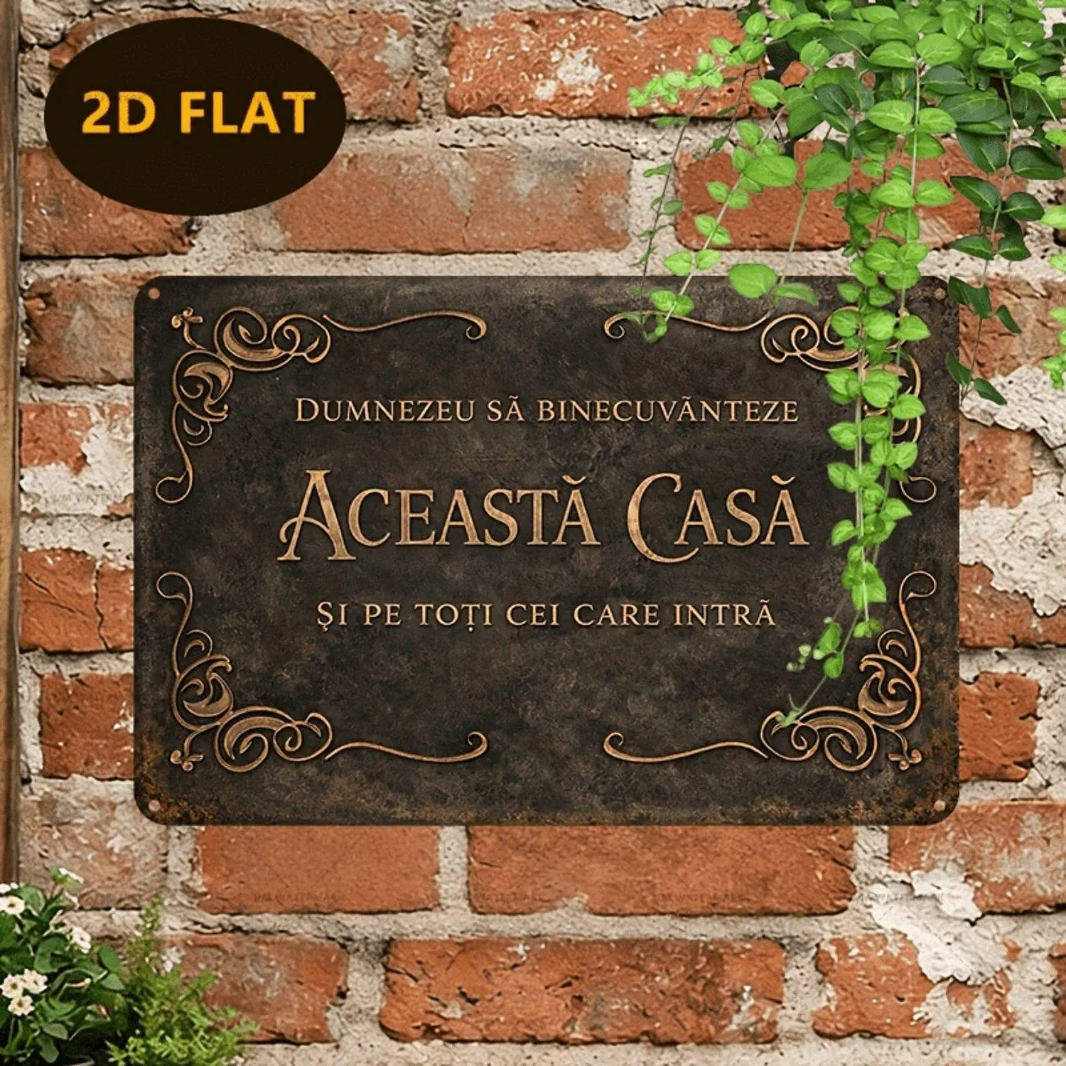 Prints 2D Flat 1pc Romanian Slogan Metal Artwork with Exquisite Patterns and Tones Text in Romanian Overall Elegant Style Home Art Suitable for Living Room Dining Room Atmosphere 8x12 Inches Decorative Wall Print