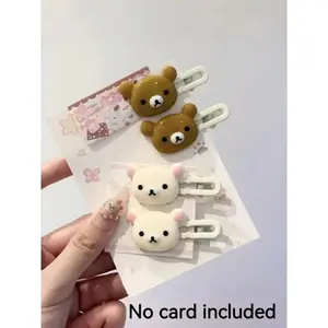 Cute Cartoon Bear Hair Clips Set, Sweet and Versatile, Girls Side Hair Accessories, 4 Pieces, Perfect for Daily Use