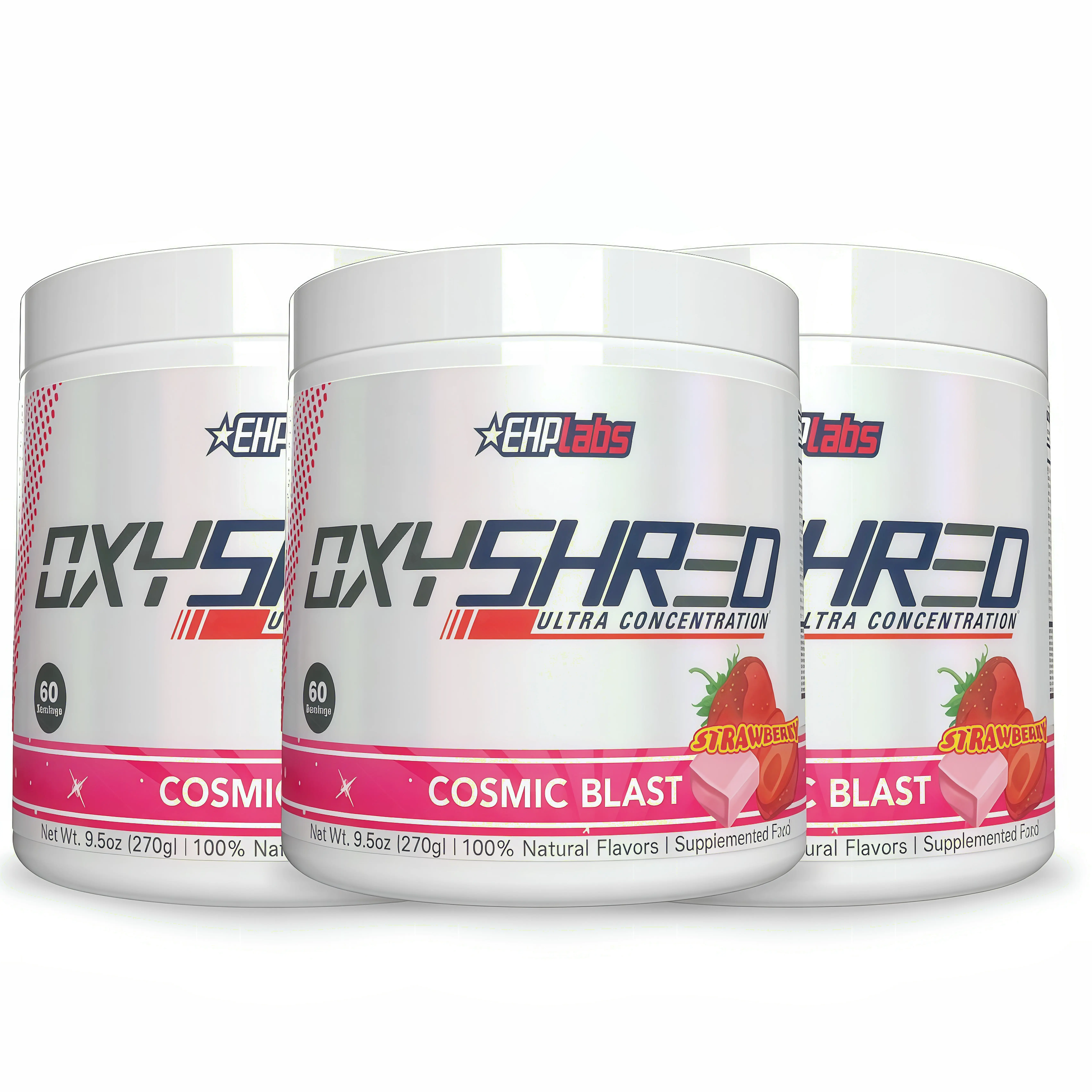 3 Pack EHPlabs OxyShred Ultra FD Concentration Pre Workout Powder 60 Serves 150mg Caffeine Sugar Free Vegan Friendly GlutenFree Men Women Health Fitness Supplements Cosmic Blast Flavor