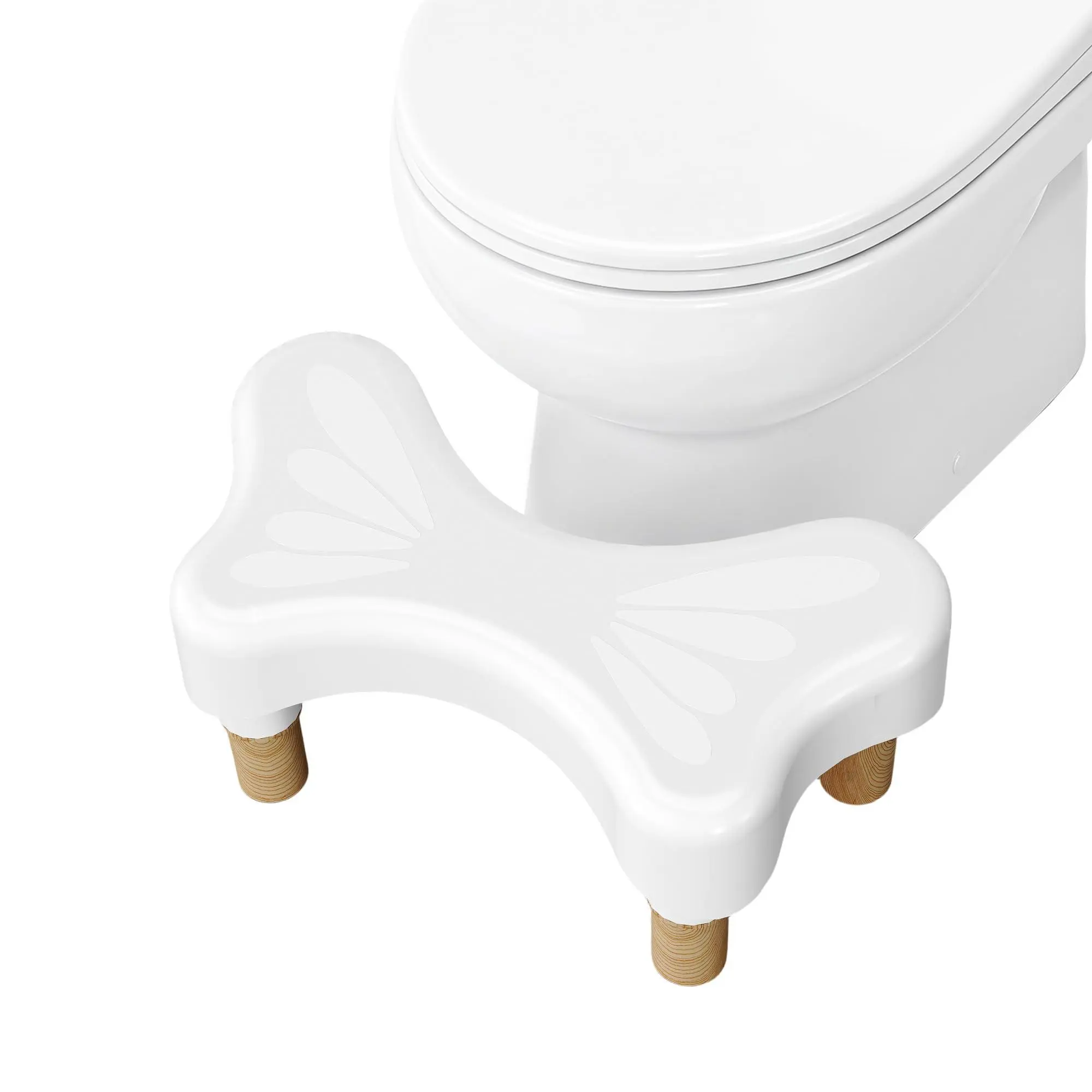 Bathroom Toilet Stool, Ergonomic Squat Step Stool for Adults, Doctor Recommended Toilet Foot Stool for Better Bathroom Posture, Lightweight & Easy to Clean, Fits Standard Toilets, Wood Grain Leg