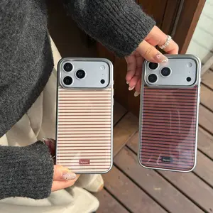 Apple iPhone 17 Series Phone Case Cover, Simple Color Block Three-Color Stripe Design, Compatible with iPhone 17/17pro/17promax/iPhone 16/16pro/16promax/iPhone 15/15pro/15promax Casing