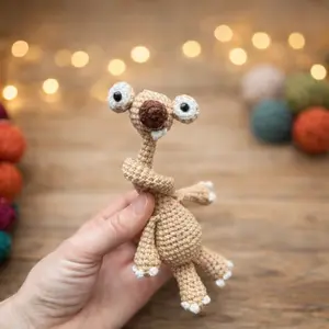 Long-neck Sid Crochet Sloth, Ice Age Inspired Amigurumi Plush, Cute Handmade Gift