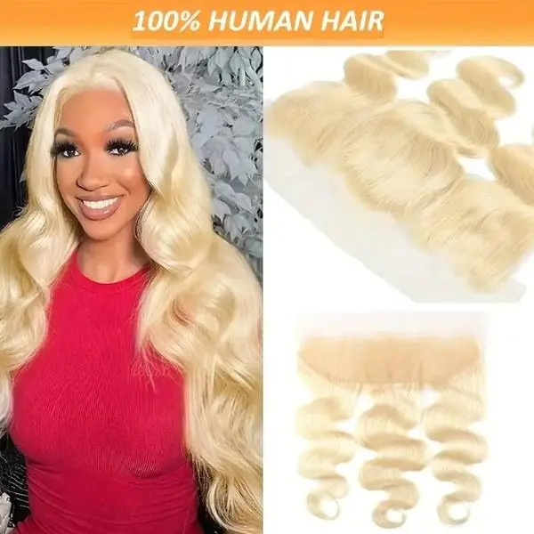 613 Blonde Lace Frontal, 13x4 Body Wave 100% Human Hair Extension, Ear-to-Ear with Free Parting and Natural Hairline, 8-20 Inch
