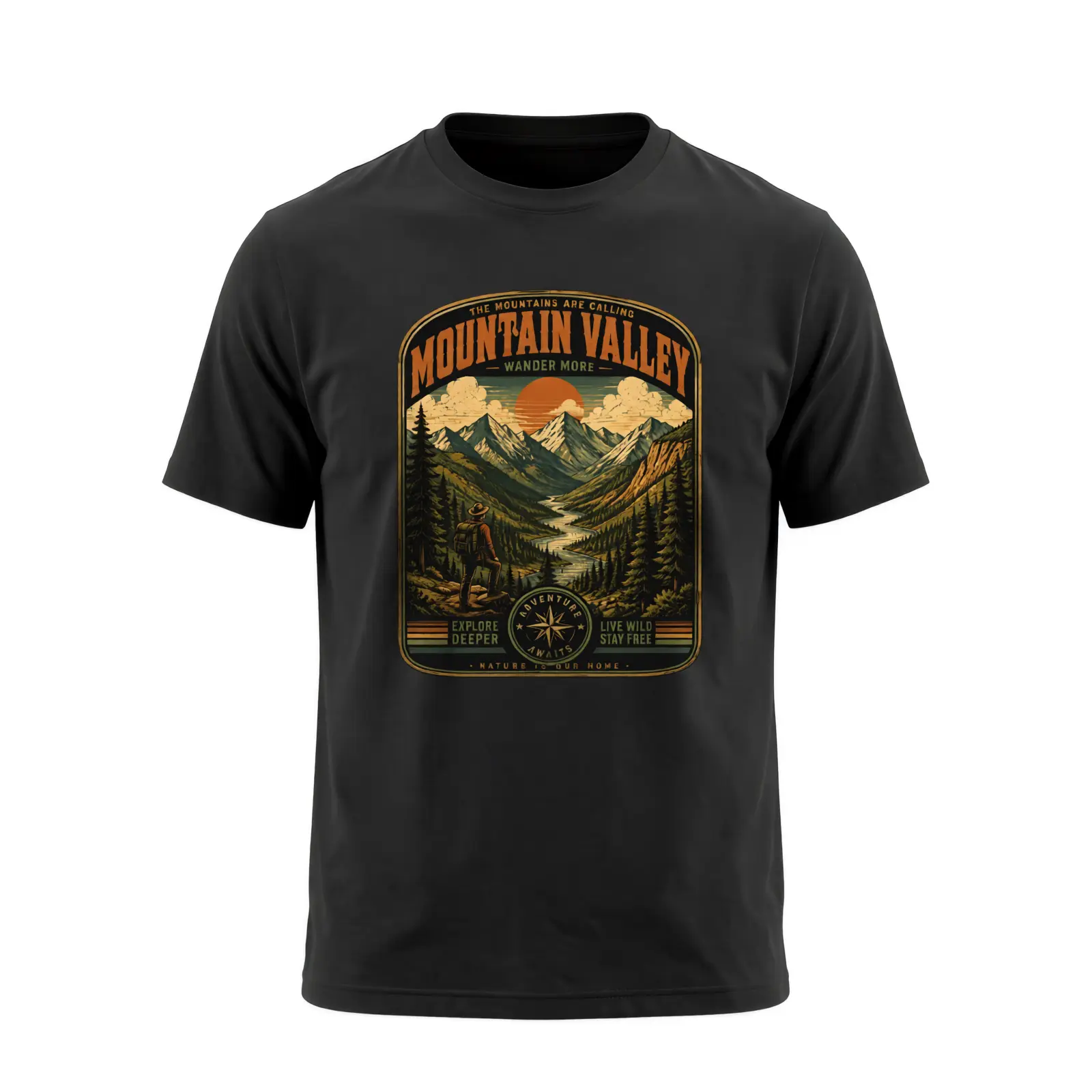Men's Retro Short-Sleeve Soft Cotton Breathable Casual Unisex T-Shirt - Menswear Tops with Shortsleeve, GF1, Fishing Love - Print-On-Demand Adult Sizes for Hiking, Fishing Enthusiasts