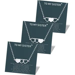 Sisters Necklace Best Friend Friendship Heart Matching Necklaces for 2/3/4