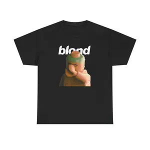 Frank Blond Block Tee - Unisex Heavy Cotton T-Shirt, Men's Women's Graphic Tee, Retro Style Shirt, Vintage Look Top, Cool Tee Shirt Fabric Menswear, Classic Fit, Soft Knit, Ribbed Collar, Ethically So