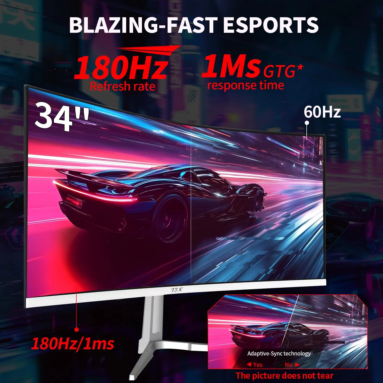 34-Inch Esports-Grade 180Hz 1500R Curved computer gaming monitor, 3440x1440 Ultra-Wide monitor, Smooth Lag-Free Gaming for All Major Titles, Perfect Gift for Father's Day, Back to School, Boyfriends & Dads Frameless Rapid Ips Monitor