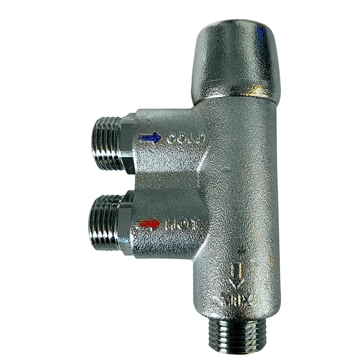 Seaward Thermostatic Mixer Valve - Nickel-Brass, O-Rings Fitted, Quick Connect, Whale Quick Disconnect System, 3 x 1/2" BSP Male Threaded Ports, 1.3 lbs Bathtub & Shower Diverter Valve