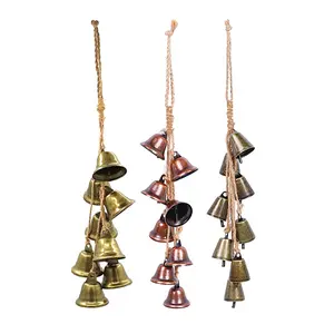 Retro Christmas Bell String, Vintage Iron Wind Chime Hanging Ornament, Holiday Wall Decor, Rustic Farmhouse Style, Perfect Gift